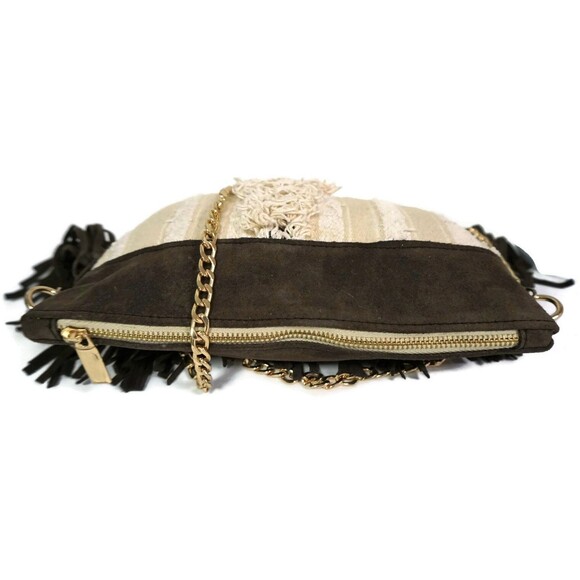 Handira Fringe Shoulder Bag: Moroccan Suede Leather Purse - Picture 7 of 9